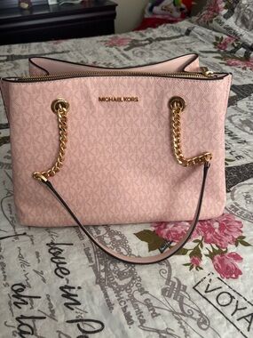 Michael Kors Blush Pink Teagan Logo Chain-Handle Tote